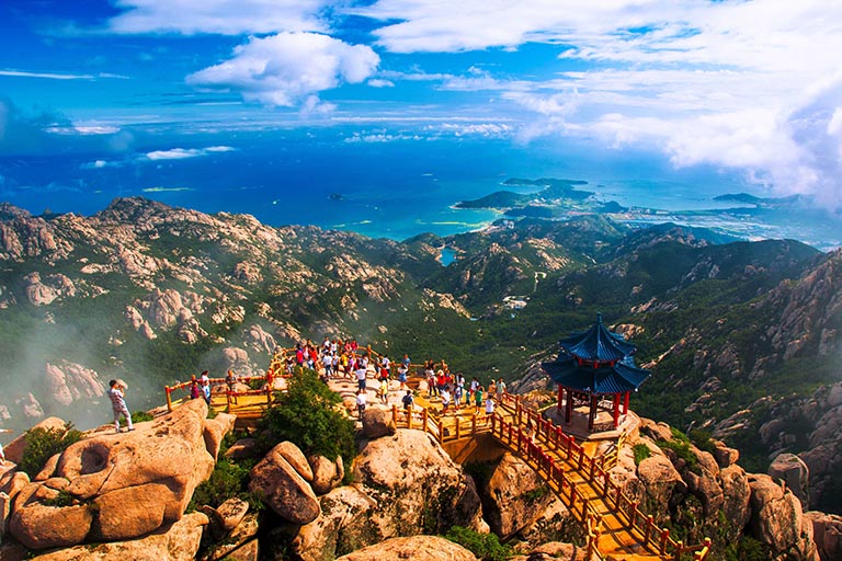 Mount Laoshan rising above the coastline near Qingdao, Shandong